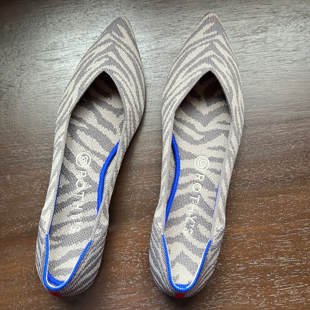 Rothy’s Pointed Toe Flats, Grey Zebra - image 1